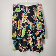 Lauren Ralph Lauren Bright Multi Color Vintage Tiered Skirt Knee Length Size 8