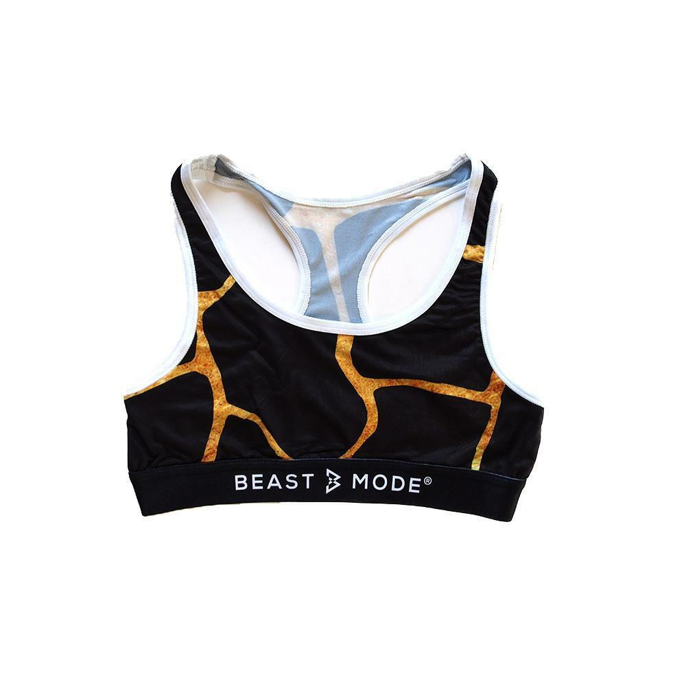 PSD Women's Sports Bra – Microfiber Blend, Black With 'Planet B' Print, Size Small