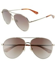 NEW KATE SPADE CAROLANE BROWN GOLD AVIATOR 61mm FRAMED POLARIZED SUNGLASSES