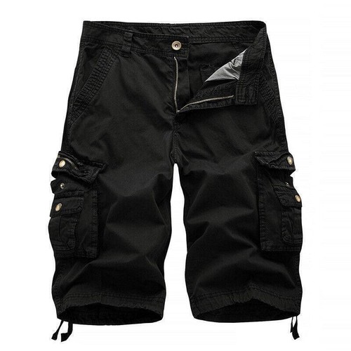 Herren Freizeit solide Cargo Shorts mehrere Taschen gewaschen Lounge -30 31 32 34 36 38 40 - Bild 5 von 26