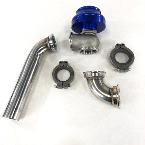 Blue Adjustable Universal 38mm V-Band External Turbo Wastegate w/ Elbow Adapter - Bild 1 von 14