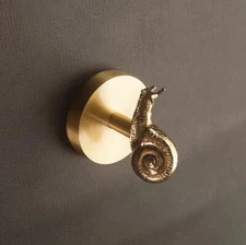 Snail Handmade Solid Brass Animal Hook Wall Mounted Coat Clothes Gold Modern Key
