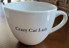 Oversized Big Coffee Mug Cup Crazy Cat Lady White Black Mini Planter
