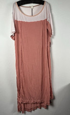 Free People We The Free Bandwagon Colorblocked Tunic Dress XS Peach Elbow Sleeve