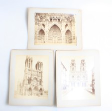 SET OF 3 ALBUMEN PHOTOS OF BEAUTIFUL FRENCH CATHEDRALS