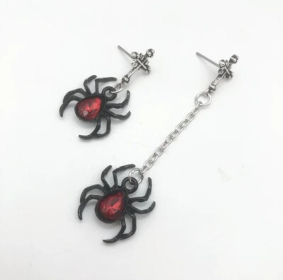 Halloween schwarze Spinne Ohrringe Gothic Kostüm Punk Fun Ohrringe UK
