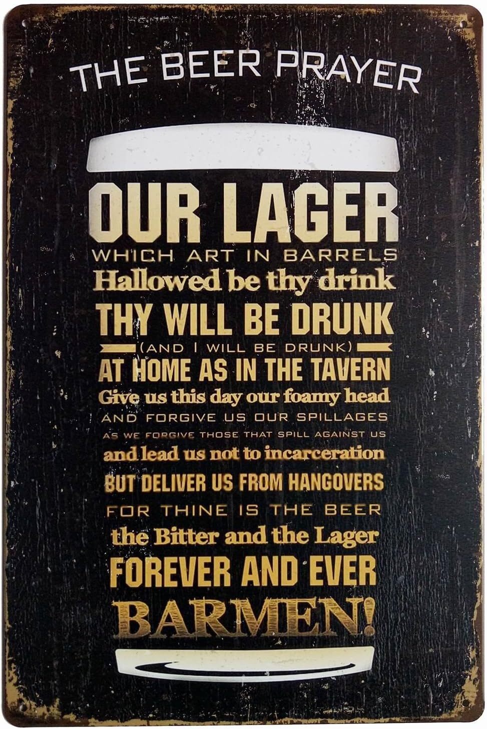 The Beer Prayer Tin Signs Vintage Retro Metal Bar Pub Poster Wall Plaque