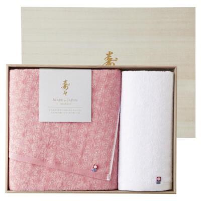 Japanese Collection Jyu Jyu Imabari Bath&Hand Towel Wooden Box Made in Japan New