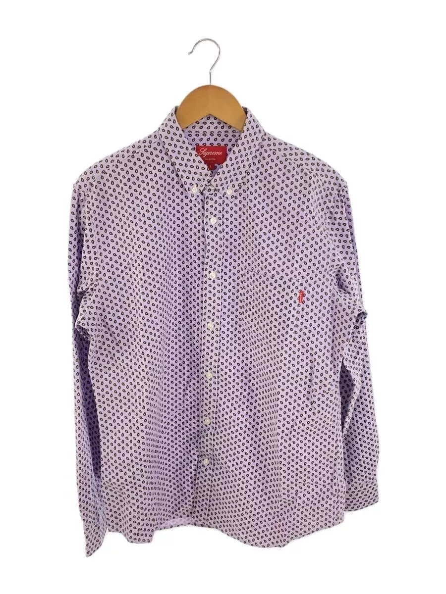 Chemise homme Supreme boutonnée manches longues violet coton cachemire taille L