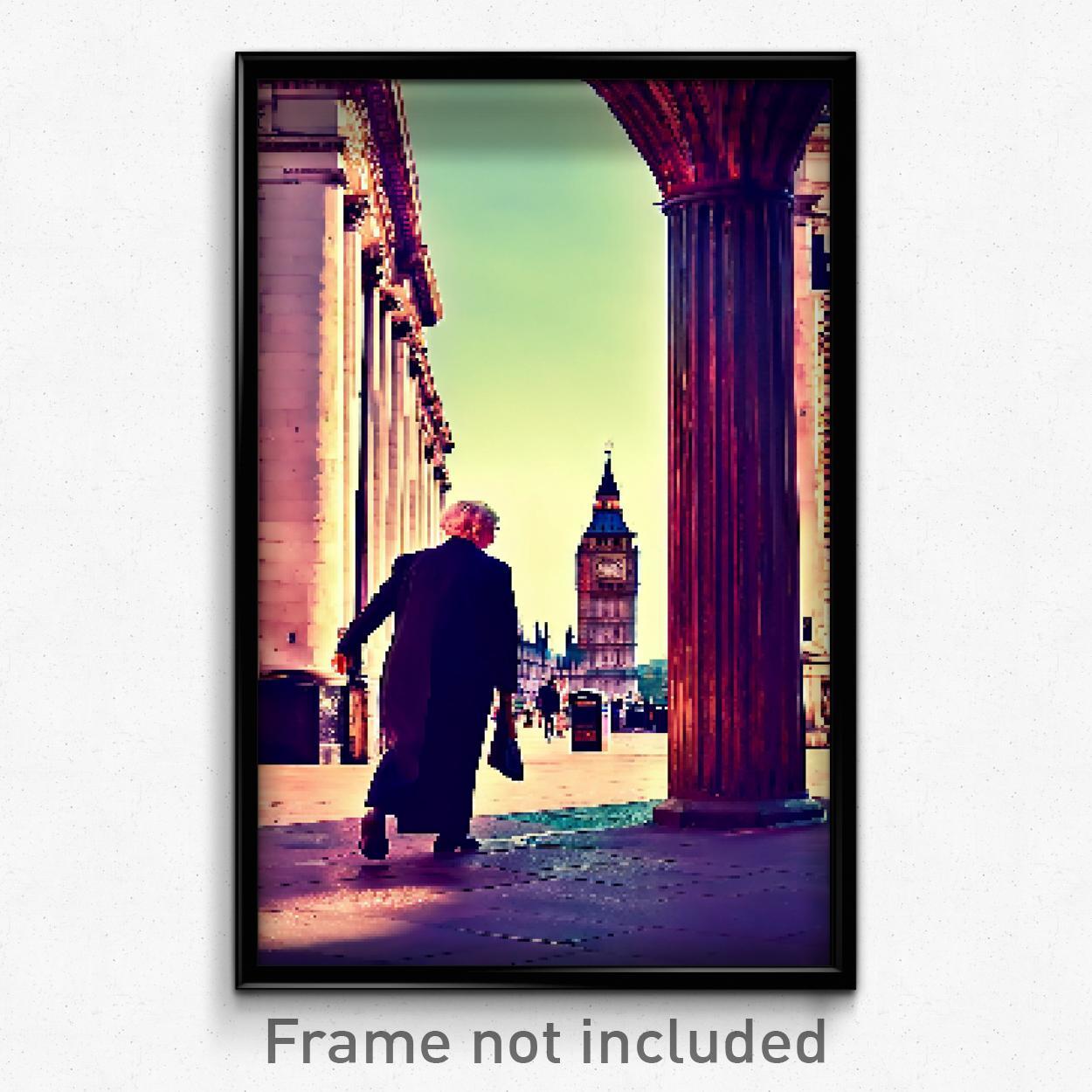 8 Bit Psychedelic Pixel Art Poster of Elderly London Trippy Video Game Print