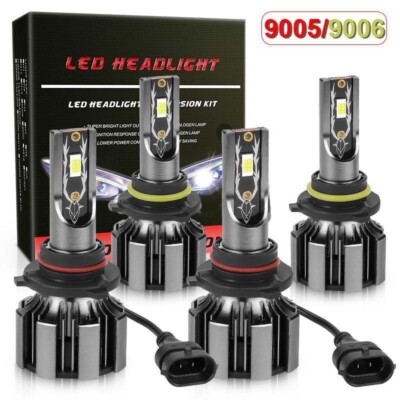 4X 9005 9006 LED Combo Headlight Bulb Kit High Low Beam Super Bright 6000K White