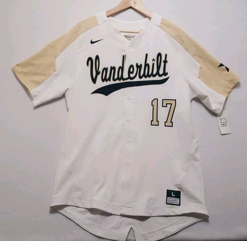 NIKE Vanderbilt Commodores Baseball Jersey #17 Mens White Short Sleeve Size L - 第 1/12 張圖片