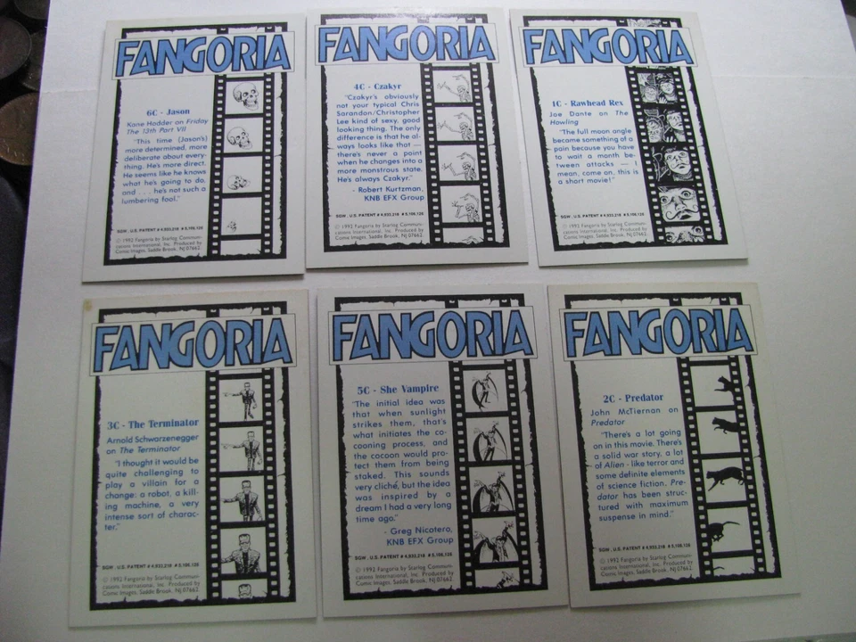 Fangoria Complete Chromium 6 Card Insert Chase Card Set 1C-6C Comic Image 1992 - Image 2 of 2