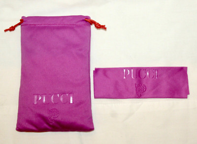 Authentic PUCCI Soft Padded Fabric Lg Eyeglass/Sunglasses Case & Cloth  NEW