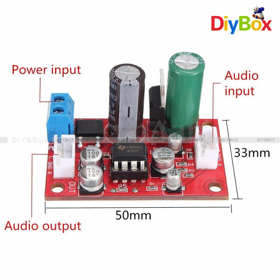 NE5532 Dynamic Microphone Stereo Preamp Amplifier Board DIY DC9-24V AC8-16V - Image 2 of 4