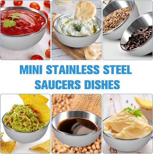 Stainless Steel Sauce Dishes 3.5oz Mini Individual Bowls Round 3.2inch Qty 20 C3 - Picture 5 of 5
