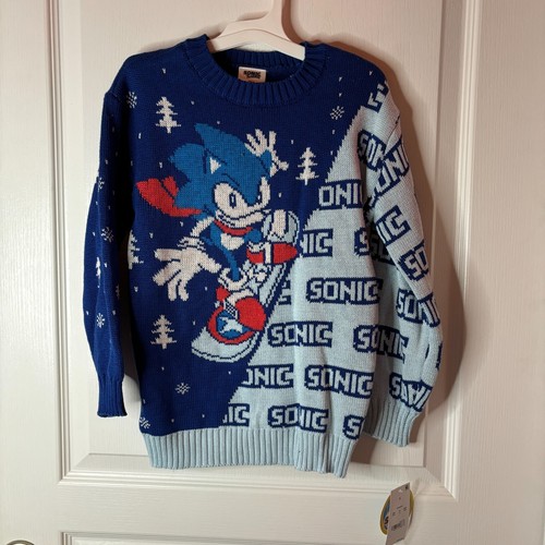 Sonic the Hedgehog Kinder Jungen Urlaub Winter Rundhalsausschnitt Langarm Pullover, Small