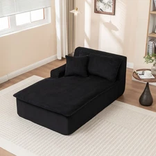 Right Armrest Chaise Lounge Chair Upholstered Sofa Bed No Assembly Required,Ove