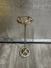 Vintage Cast Iron Ashtray Stand Antique Patina 26" Embossed Detail Victorian