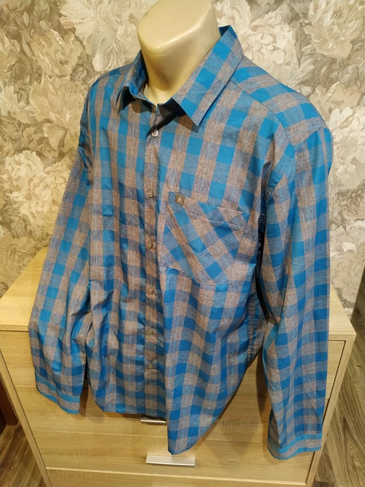 ODLO Camisa Hombre Talla XL Gris Melange, Verde azulado, Plisada Foto 4 de 4