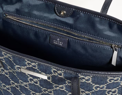 Gucci Tribeka Small Tote Bag GG denim Dark Blue 875236 Japan New