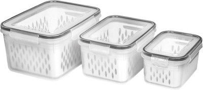 Fruit and Vegetable Storage Containers for Fridge,6 Pcs/3Sets Keep Fresh Produce