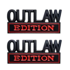 2Pc OUTLAW EDITION EMBLEM 3D METAL BADGE NAMEPLATE BLACK RED