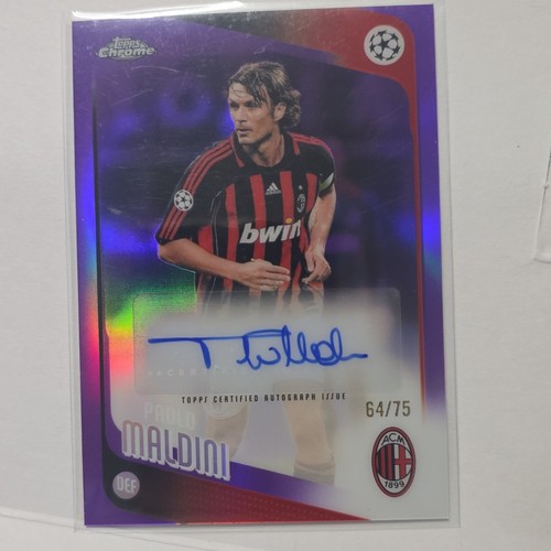 2025-26 Topps Chrome UEFA CC Paolo Maldini Legends Auto Purple Refractor #/75