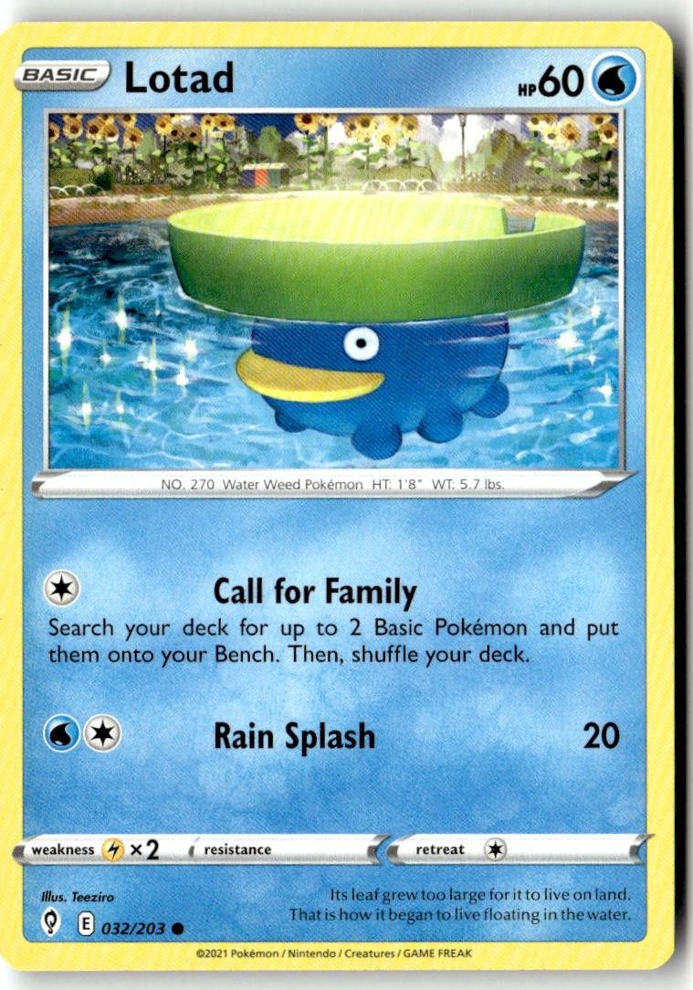 Pokemon TCG Lotad 032/203 Normal SWSH07: Evolving Skies