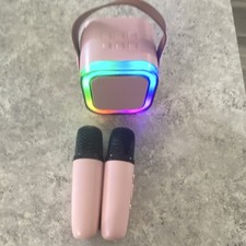 Pink Portable Bluetooth Karaoke System with LED Lights, Speaker  Microphones