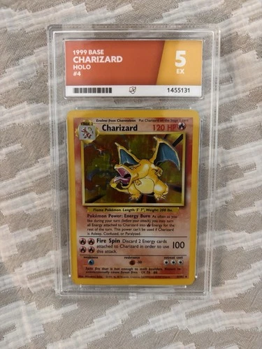 Charizard 4/102 - Pokemon TCG - base set holo unlimited - ACE graded 5