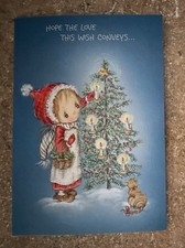 Hallmark Betsey Clark Vintage Christmas Card 1975 Unused Embossed tree candles