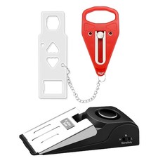 Portable Door Lock Stop Alarm Set, Dual Protection Black Lock Alarm
