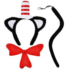 3 PCS Cat Headband Costume with Cat Ears Headband, Bow Tie and Tail, Hallowee...