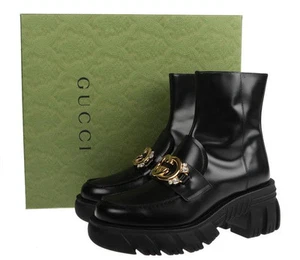 NOUVELLES BOTTES FEMMES GUCCI À ENROULEMENT ACTUEL G CRISTAUX EN CUIR NOIR CHAUSSURES 40