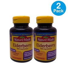 Nature Made Elderberry 400 mg Extract 60 Capsules 2 Pack Exp 10/26