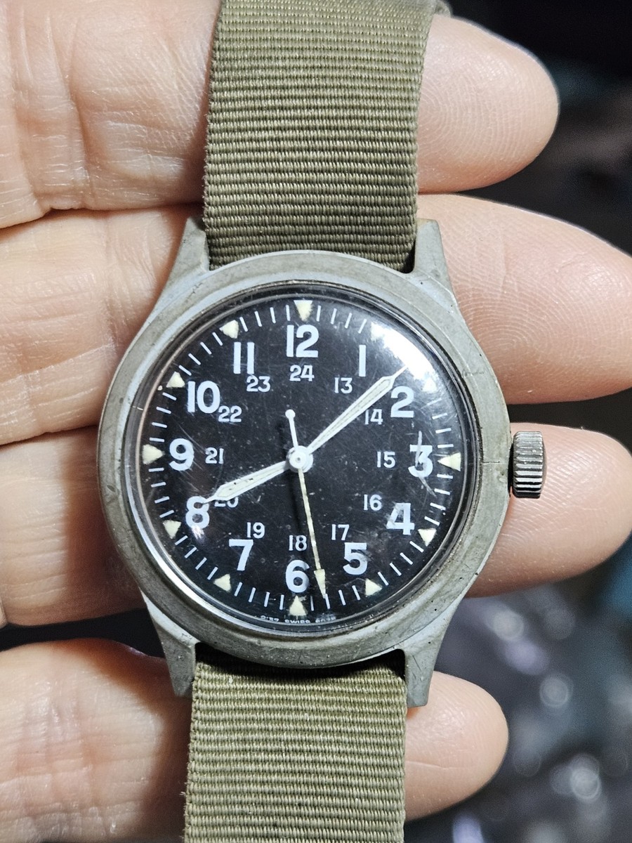 BENRUS 機械式 手巻き ミリタリーウォッチ MIL-W-46374 RUNS Vintage 1980s BENRUS MIL-W-46374 Vietnam Military Field Watch