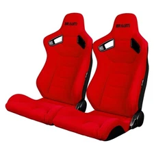 Braum BRR1-RFBS Elite Series Sport Seats, Red Fabric w Black Stitching