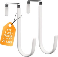 Over The Door Hooks 2 Pack   Heavy Duty Door Hanger Hooks for Hanging Towels,