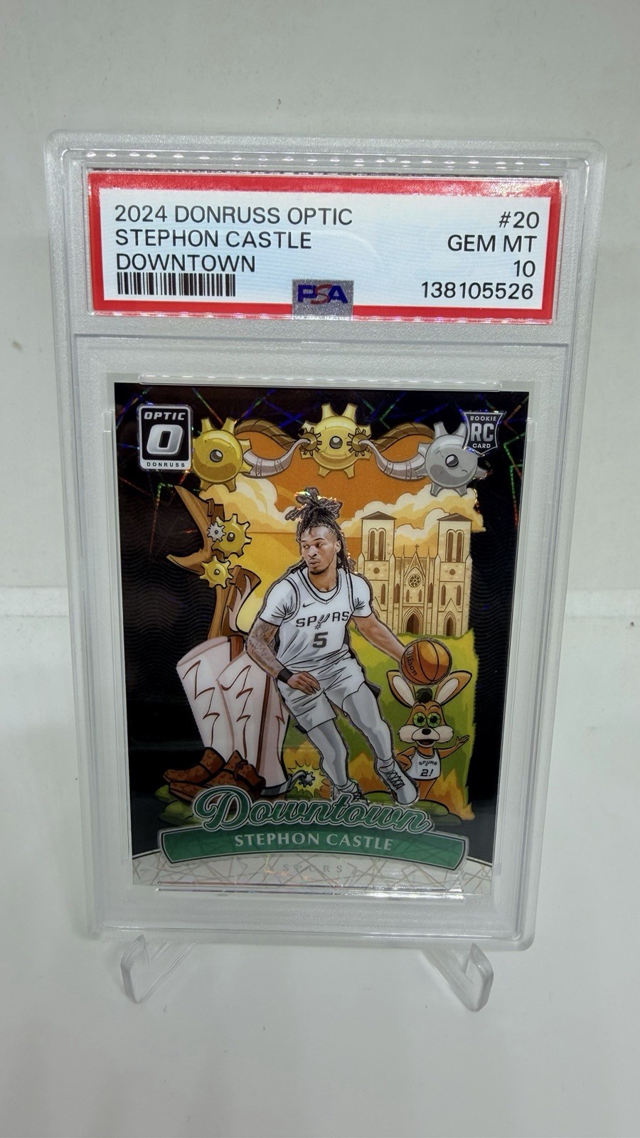 2024 PANINI DONRUSS OPTIC DOWNTOWN #20 STEPHON CASTLE ROOKIE RC PSA 10 SPURS