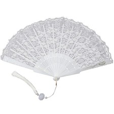 Foldable White Lace Fan Handheld Chinese Vintage Style Hand Held Folding Fans...