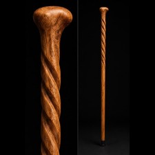 Wooden Walking Cane, Spiral Knob with Hand-Carved Teak Wood For Men Women Gift