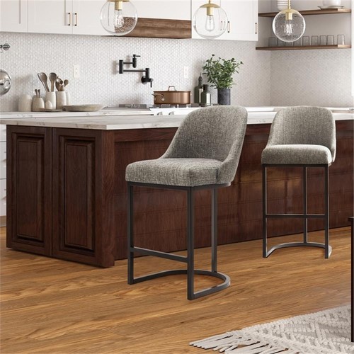 Leick Favorite Finds Barrel Back Metal Counter Stool Set in Gray/Espresso - Picture 22 of 23