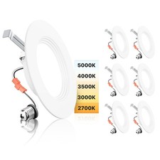 5/6 Inch 5CCT LED Can Lights 6 Pack, Retrofit Led Recessed Lighting, Baffle T...