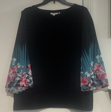 PRETTY Chico's "Floral Beauty Sleeves" Top- Size 3/ Misses XL NEW