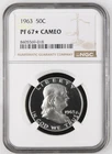 1963 Franklin Half Dollar NGC PR67 Cameo STAR Silver Proof Coin 50C