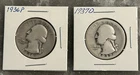 1936 P, 1937 D WASHINGTON QUARTERS, CIRCULATED, UNGRADED