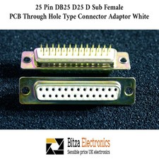 ITT 25 Pin DB25 D25 D Sub Female PCB Through Hole Type Connector Adaptor White