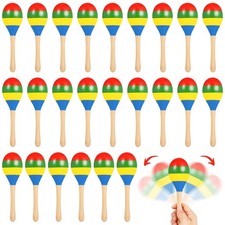 24 PCS Maracas for Adults - 7.9 Inches Multi-Colored Wooden Maracas, Lightwei...