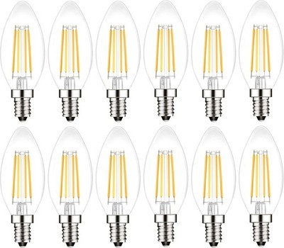 E14 LED Kerze Glühbirne dimmbar kleine Schraube 4W = 40W 400Lm warmweiß 12er Pack
